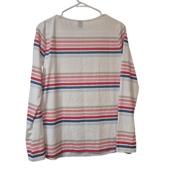 Shein Women's White w Colorful Stripes Poly/Spandex Long Sleeve T-shirt EUC - Picture 8 of 10